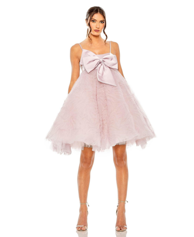 Shop Mac Duggal Women's Bow Front Tulle Mini Dress In Rose