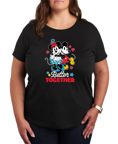 Shop Air Waves Trendy Plus Size Disney Valentine's Day Graphic T-shirt In Black