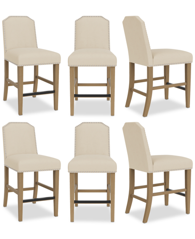 Shop Macy's Hinsen 6pc Counter Height Chair Set In Ivory