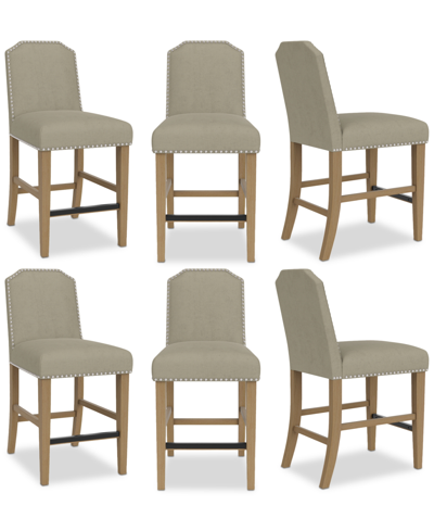 Shop Macy's Hinsen 6pc Counter Height Chair Set In Ivory