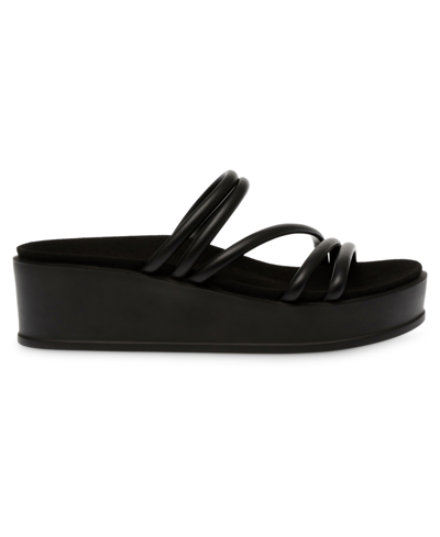 Shop Anne Klein Women's Vaga Wedge Sandals In Black Smooth