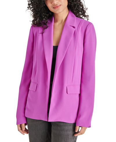 Shop Steve Madden Women's Payton Open-front Long-sleeve Blazer In Magenta Purple