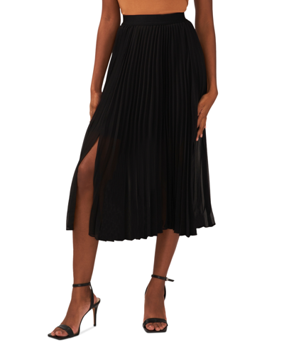 Shop Sam & Jess Women's Pleated Slit-front Pull-on Skirt In Black