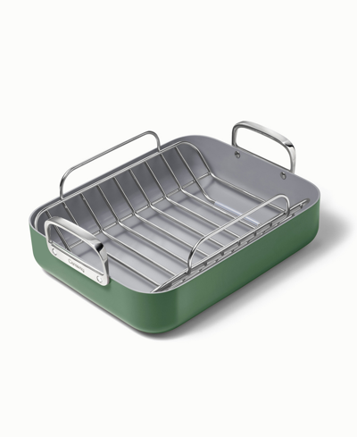 Shop Caraway Non-stick Ceramic-coated 16.5" Roasting Pan With Rack In Sage