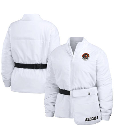 Shop Wear By Erin Andrews Women's  White Cincinnati Bengals Packaway Full-zip Puffer Jacket