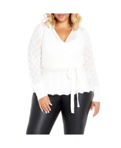 Shop City Chic Olivia Cardigan In White