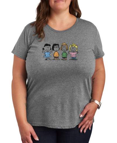 Shop Air Waves Trendy Plus Size Peanuts Graphic T-shirt In Gray