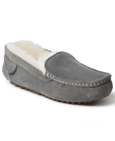 Dearfoams Fireside Mel Genuine Shearling Moccasin Slipper In Grey