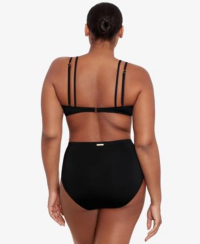Shop Lauren Ralph Lauren Womens Twist Front Bikini Top High Waist Bottoms In Black