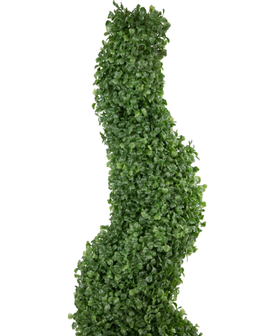 Shop Northlight 48" Two Tone Artificial Spiral Boxwood Topiary Potted Tree In Green