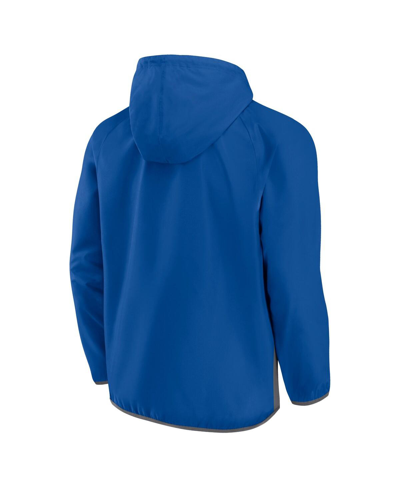 Fanatics Branded  Blue/gray Dallas Mavericks Anorak Flagrant Foul Color-block Raglan Hoodie Half-zip In Blue,gray