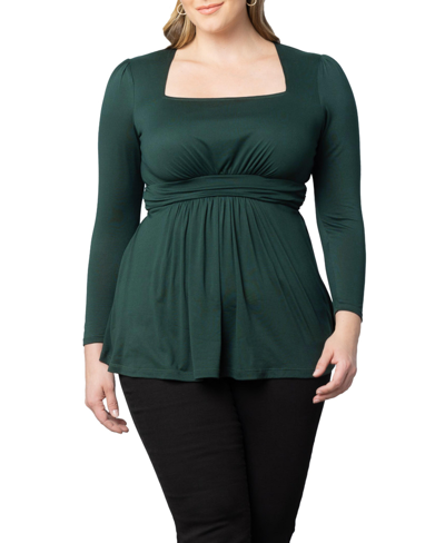 Shop Kiyonna Women's Plus Size Delilah Long Sleeve Top In Hunter Green