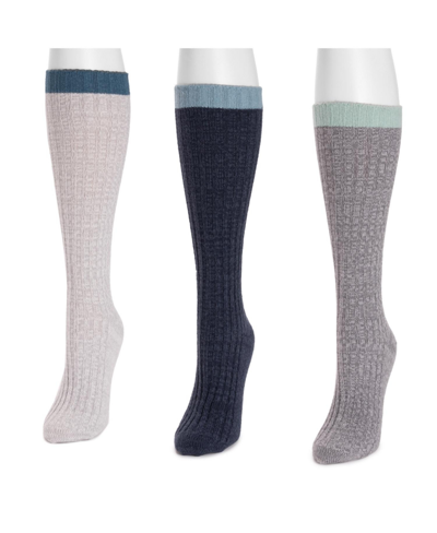 Shop Muk Luks Women's 3 Pair Pack Slouch Socks, One Size In Cool Tones