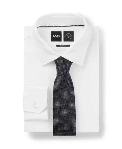 Shop Hugo Boss Boss By  Men's Micro Pattern Silk-jacquard Tie In Black