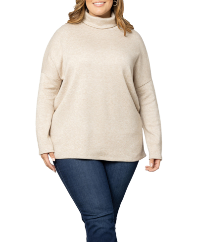 Shop Kiyonna Women's Plus Size Paris Turtleneck Tunic Sweater In Oatmeal