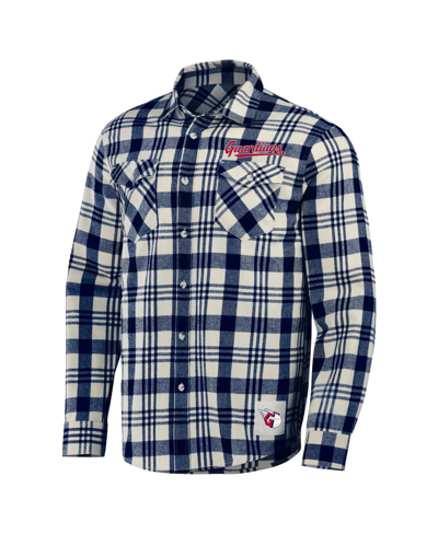 Fanatics Men's Darius Rucker Collection By  Navy Cleveland Guardians Plaid Flannel Button-up Shirt In Navy