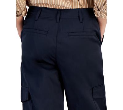 Shop Tommy Hilfiger Women's High Rise Wide-leg Cargo Pants In Sky Captain