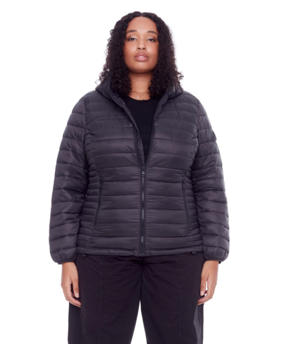 Shop Alpine North Plus Size Yoho Lightweight Packable Puffer Jacket & Bag In Black