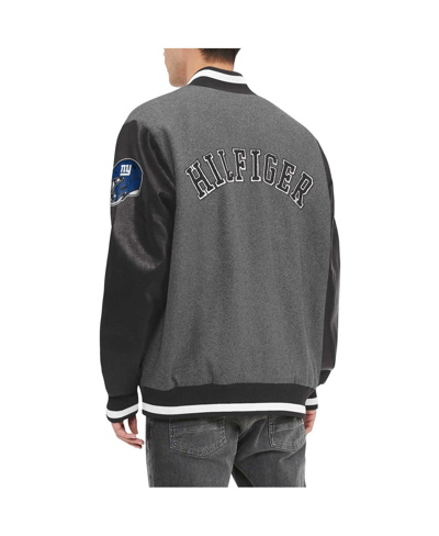 Tommy Hilfiger Men's  Heather Gray, Black New York Giants Gunner Full-zip Varsity Jacket In Heather Gray,black