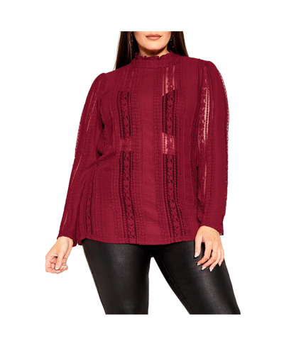 Shop City Chic Paneled Lace Top In Red