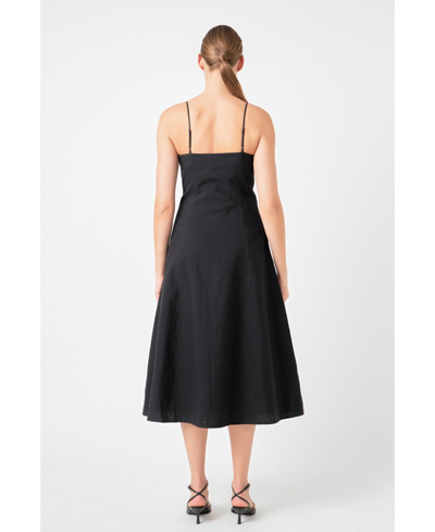Shop Endless Rose Women's Linen Midi Dress In Black