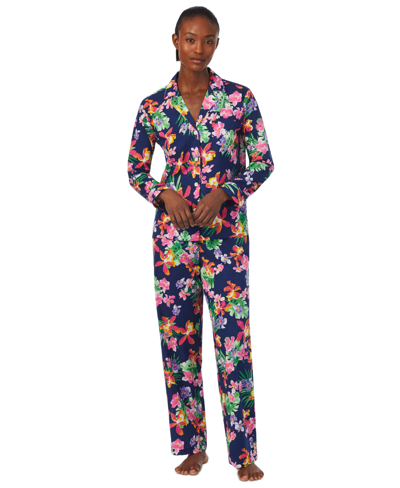 Shop Lauren Ralph Lauren Petite 2-pc. Notched-collar Pajamas Set In Multi Floral