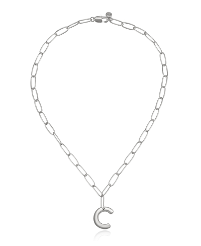 Shop Ettika Paperclip Chain Initial Necklace In Rhodium-c
