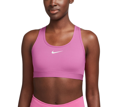 Shop Nike Women's Swoosh Padded Medium-impact Sports Bra In Playful Pink