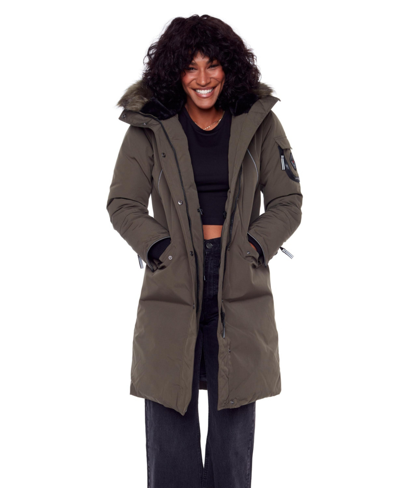 Shop Alpine North Women's Laurentian | Long Parka Winter With Faux Fur Hood In Olive