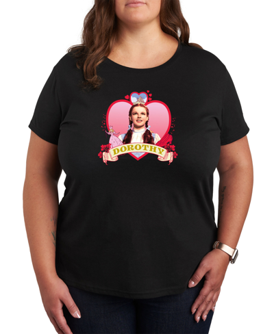 Shop Air Waves Trendy Plus Size Wizard Of oz Dorothy Hearts Graphic T-shirt In Black