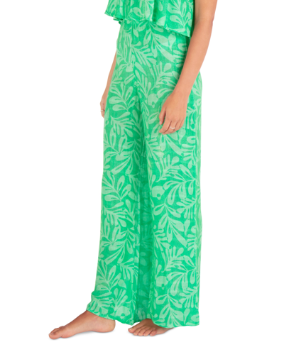 Shop Hurley Juniors' Marina Pull-on Cover-up Pants In Jade