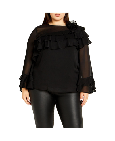 Shop City Chic Plus Size Rosa Corsage Top In Black