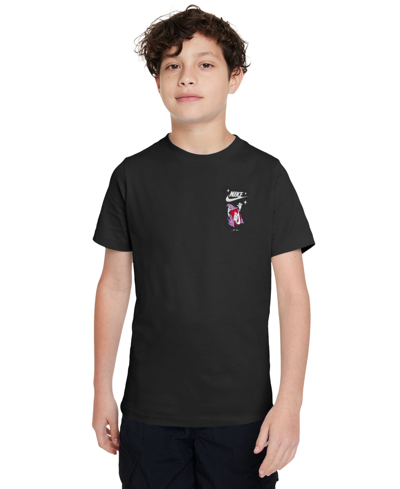 Shop Nike Big Kids Sportswear Printed T-shirt In Black