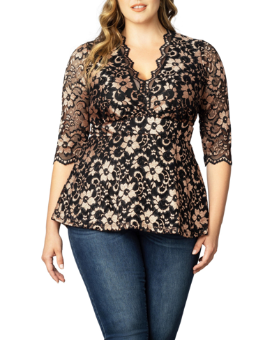 Shop Kiyonna Women's Plus Size Luxe Lace Top In Multicolor