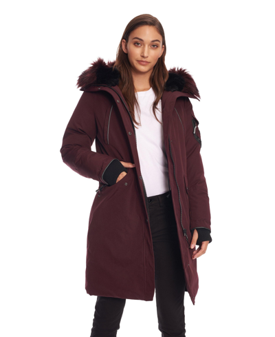 Shop Alpine North Women's Laurentian | Long Parka Winter With Faux Fur Hood In Grape