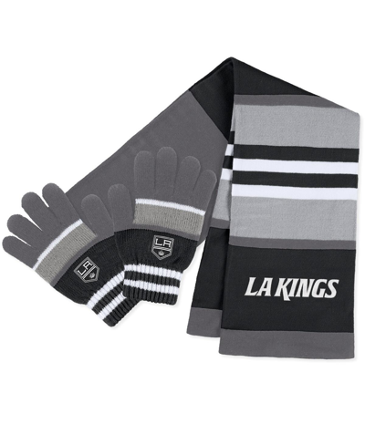 Shop Wear By Erin Andrews Women's  Los Angeles Kings Stripe Glove And Scarf Set In Multi