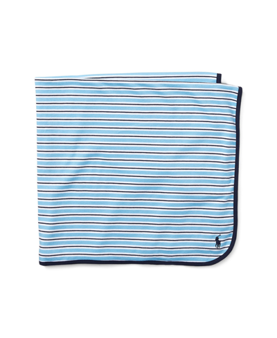 Shop Polo Ralph Lauren Baby Boys Striped Cotton Blanket In Suffield Blue Multi