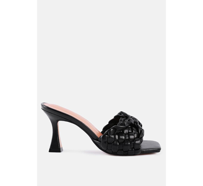 Shop London Rag Women's Celie Woven Strap Mid Heel Sandals In Black