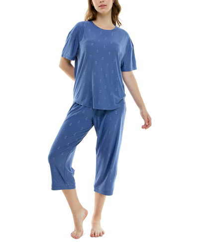 Shop Roudelain Women's 2-pc. Cropped Anchor-print Pajamas Set In Little Anchors