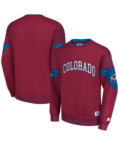 Shop Starter Men's  Burgundy Colorado Avalanche Faceoff Pullover Sweatshirt
