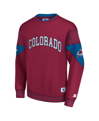 Shop Starter Men's  Burgundy Colorado Avalanche Faceoff Pullover Sweatshirt