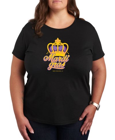 Shop Air Waves Trendy Plus Size Mardi Gras Graphic T-shirt In Black