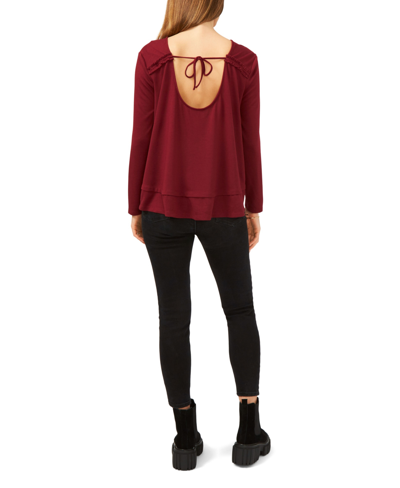 1.state Women's Long Sleeve Cozy Wrap Back Sweater In Rich Black