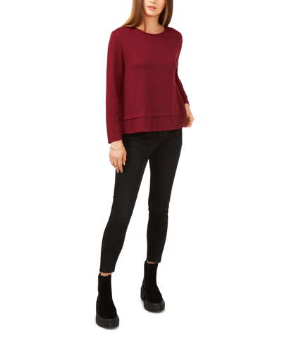 1.state Women's Long Sleeve Cozy Wrap Back Sweater In Rich Black