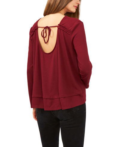 1.state Women's Long Sleeve Cozy Wrap Back Sweater In Rich Black