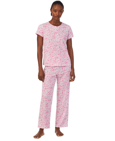 Shop Lauren Ralph Lauren Women's 2-pc. Floral Ankle Pajamas Set In Pink Floral