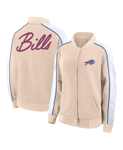 Shop Fanatics Women's  Tan Buffalo Bills Lounge Full-snap Varsity Jacket