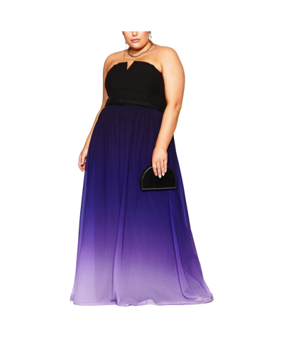 Shop City Chic Plus Size Ombre Lust Maxi Dress In Purple