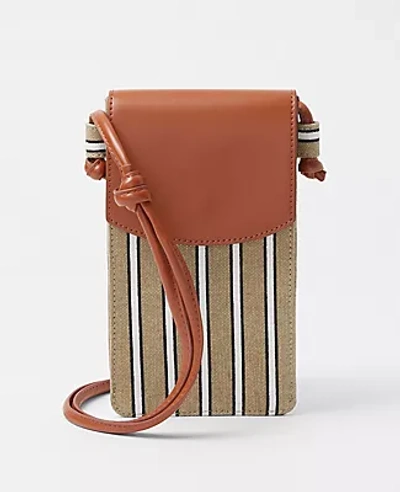 Shop Ann Taylor At Weekend Striped Phone Crossbody Bag In Dominican Sand