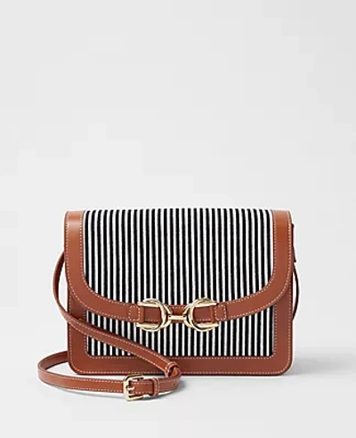 Shop Ann Taylor At Weekend Striped Canvas Crossbody Bag In Night Sky